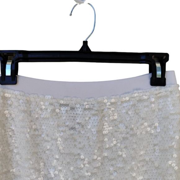 BCBG MaxAzria Percy Off White Sequin Bodycon Stretch Mini Skirt Size M - Picture 3 of 12